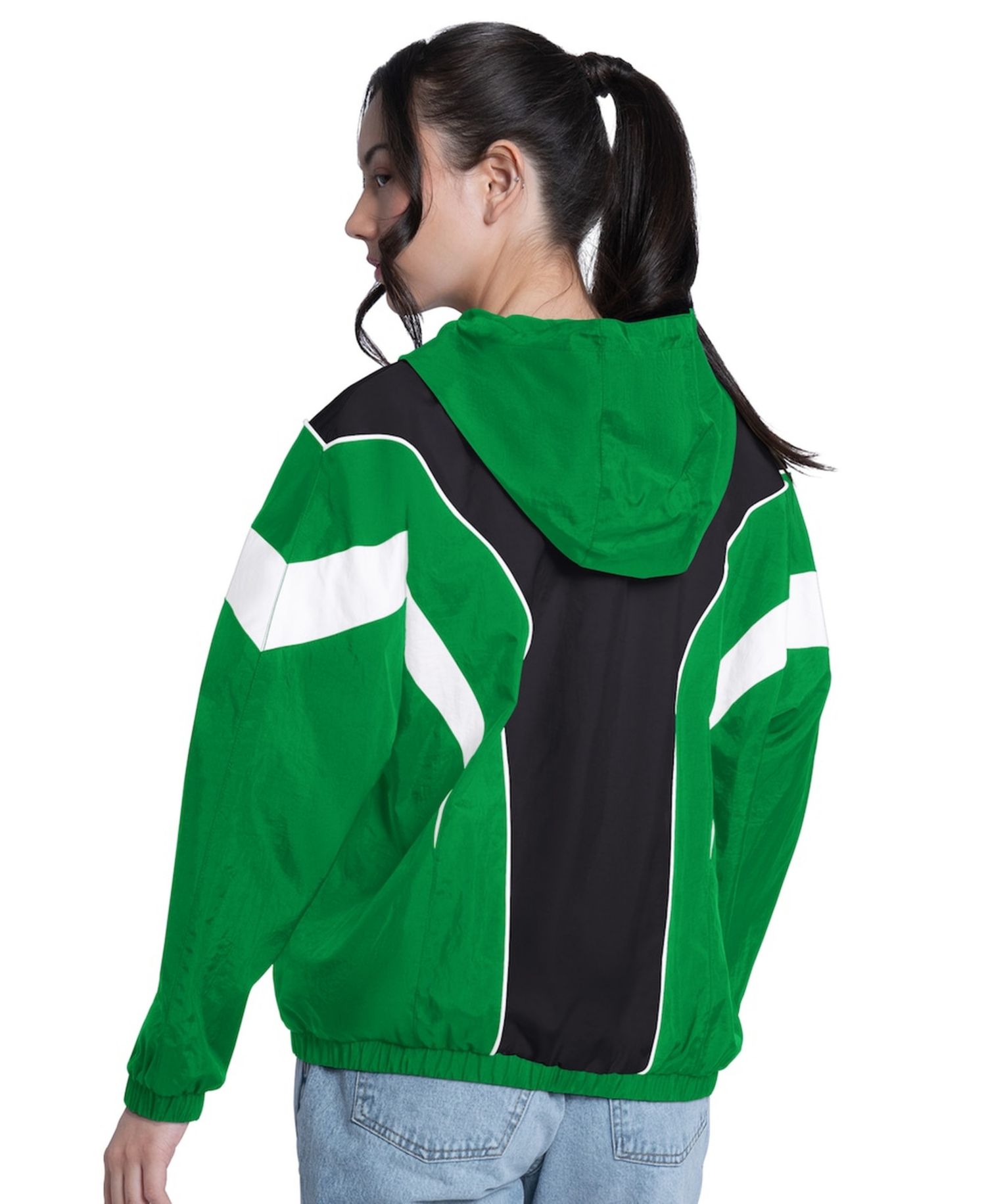 Women's Green/Black Boston Celtics Quarterback Lightweight Oversized Full-Zip Jacket