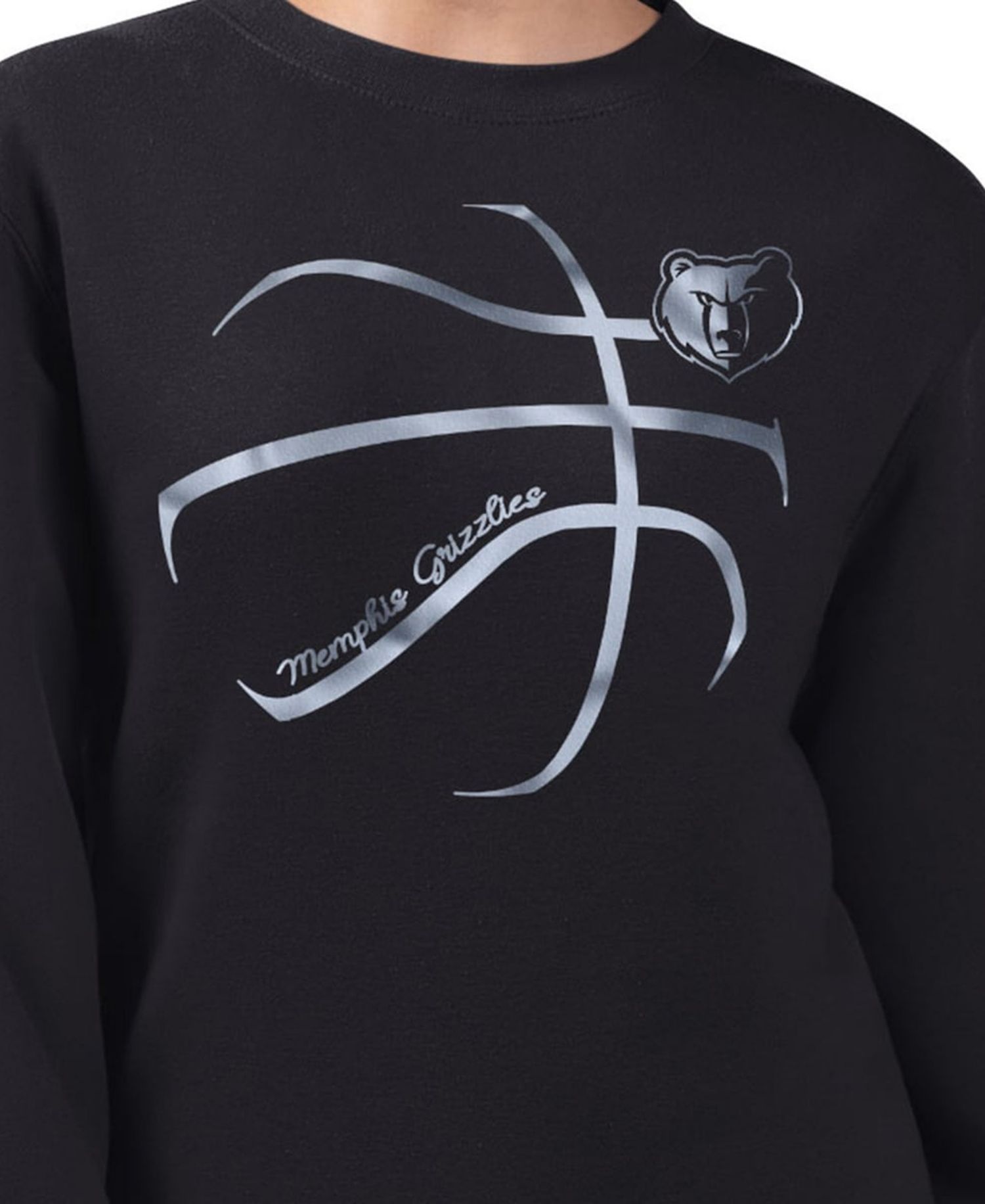 Women's Black Memphis Grizzlies Metallic Print Basketball Sketch Fleece Sweatshirt