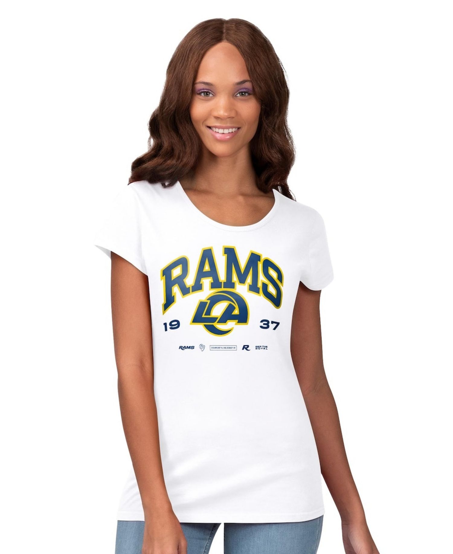 Women's White Los Angeles Rams Endzone T-Shirt