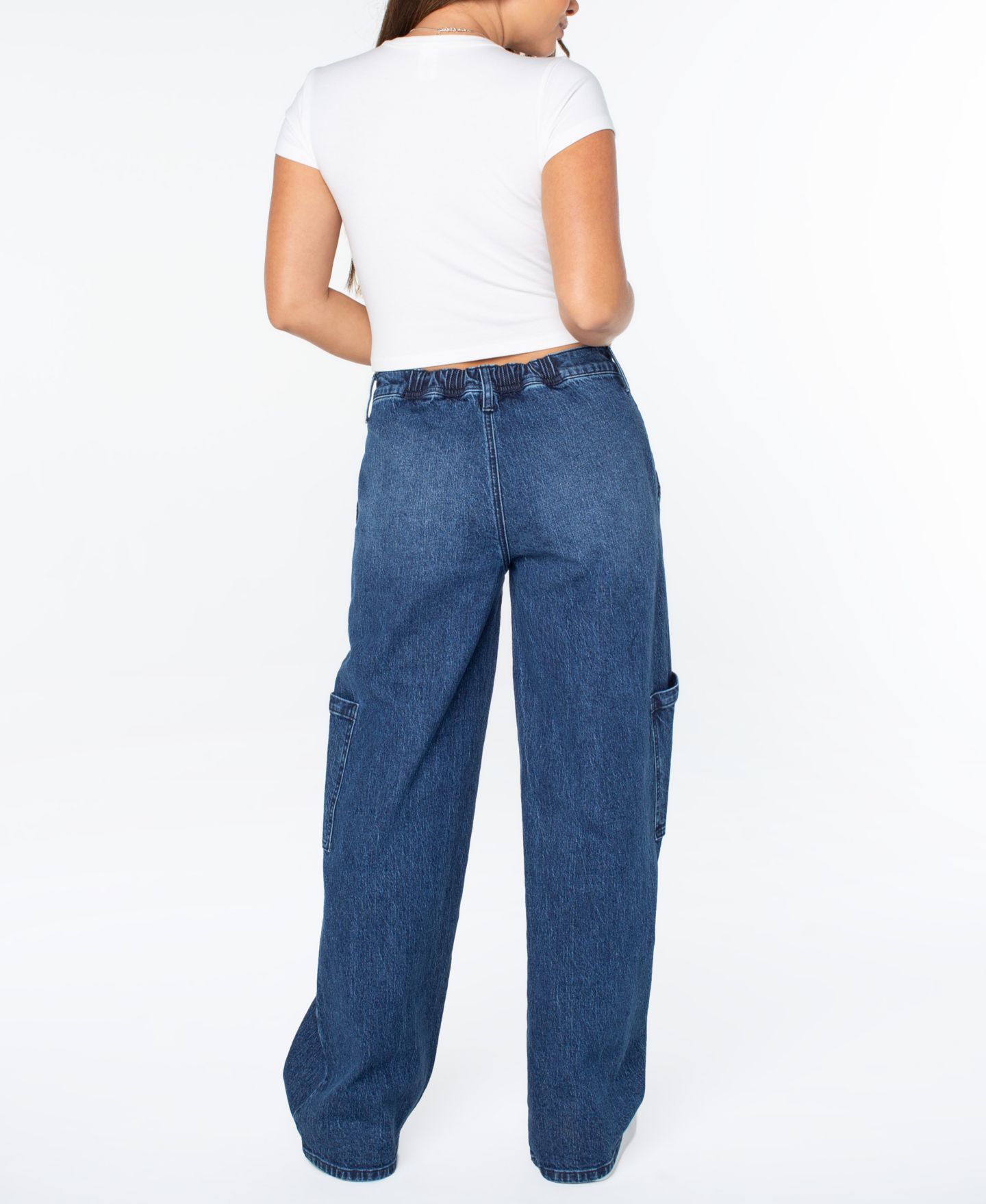 Женские джинсы Celebrity Pink Juniors' Elastic-Back Mid-Rise Wide-Leg Cargo, цвет: Гравийный — фото 2