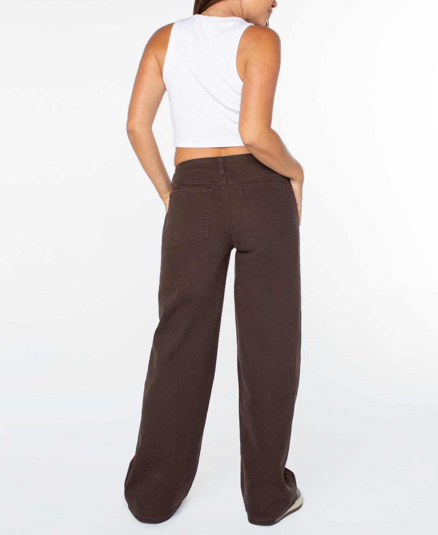 Женские джинсы Celebrity Pink Juniors' No-Waist Mid-Rise Baggy, цвет: Коричневый — фото 2