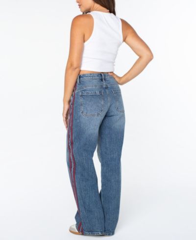 Celebrity Pink Juniors' Side-Striped Wide-Leg Jeans