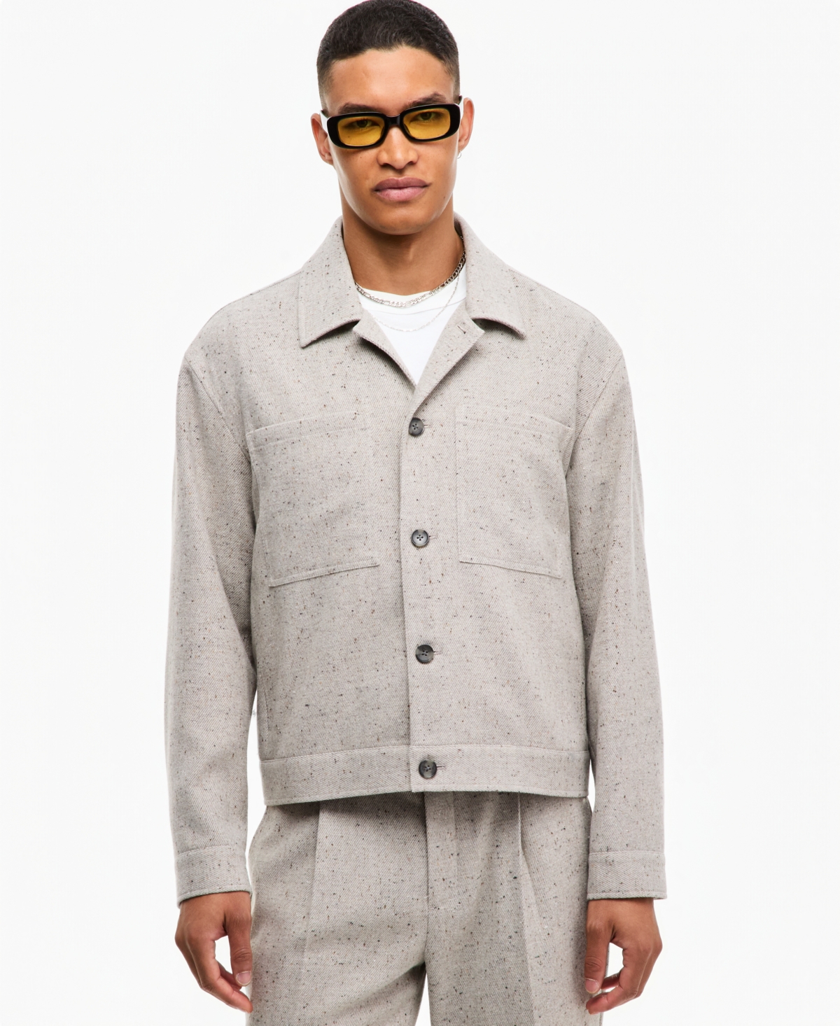 Mode of One Men's Point Collar Boxy Fit Long-Sleeve Twill Overshirt, Macy's Exclusive
