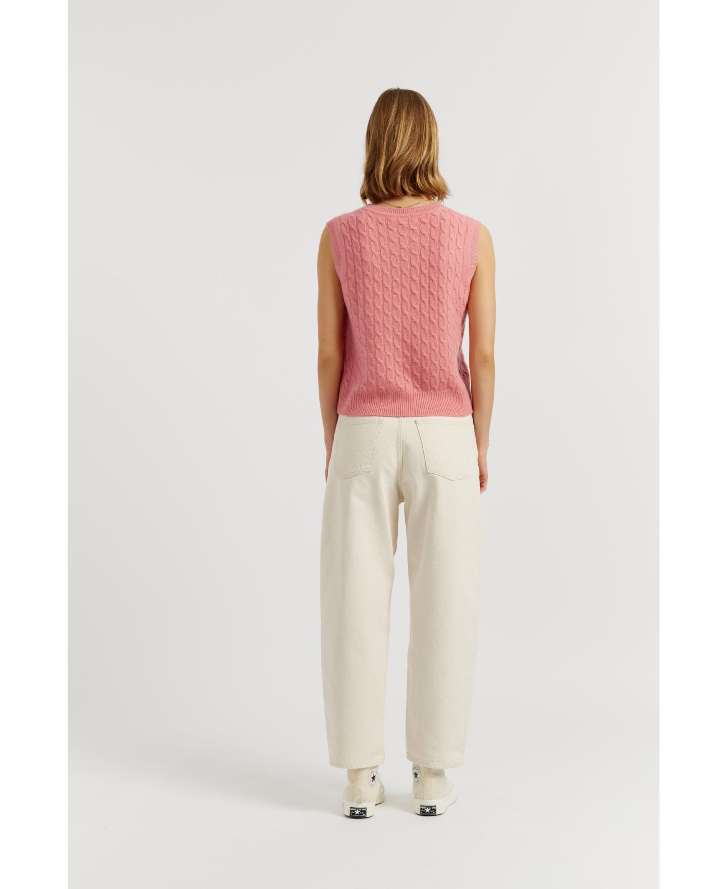 Женский топ Chinti & Parker Pure Cashmere Cabled Tank, цвет: Лососевый — фото 2