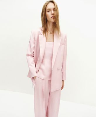 Women's Linen-Blend Double-Breasted Suit Blazer