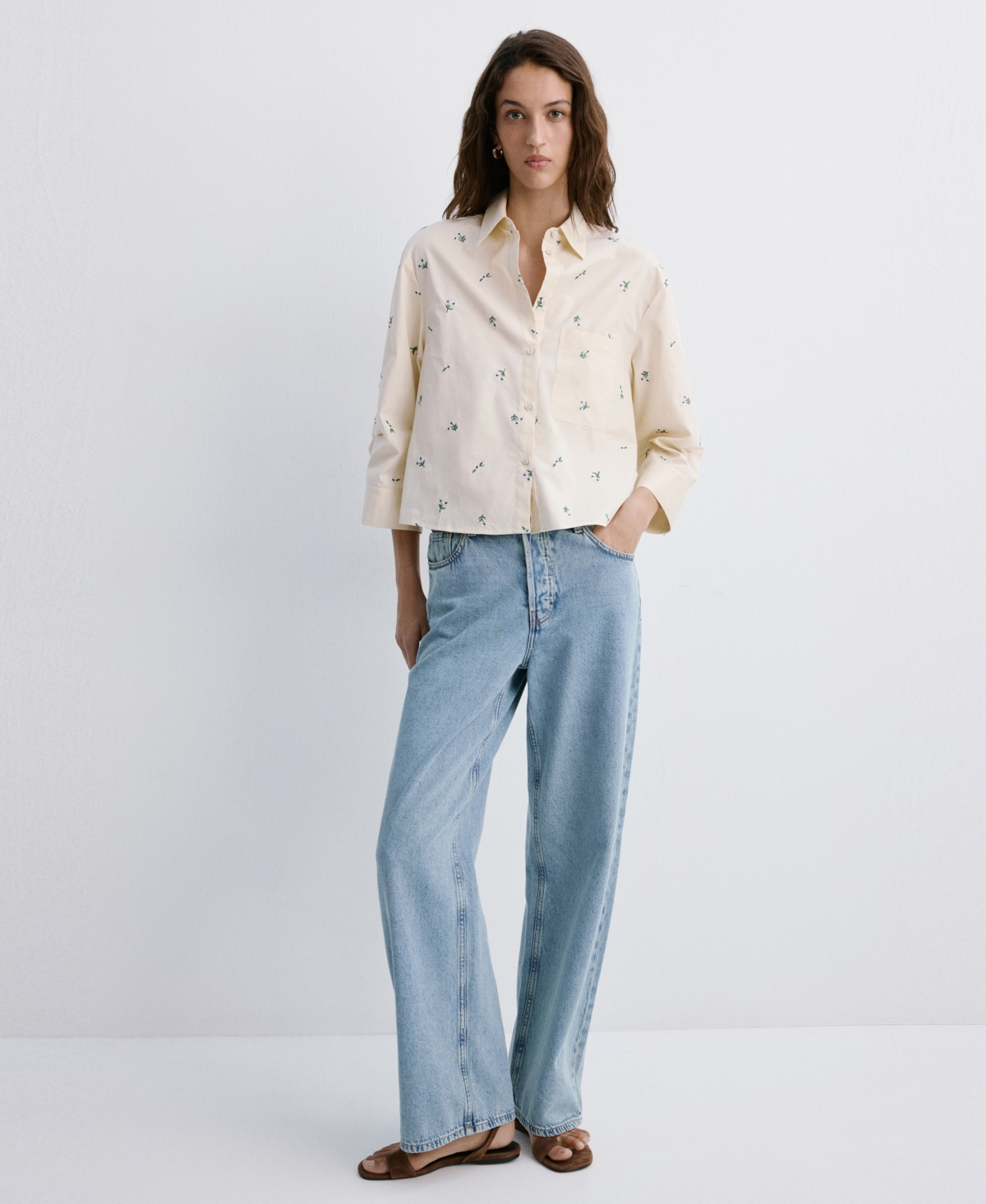 Mango Women's Embroidered Cotton Shirt