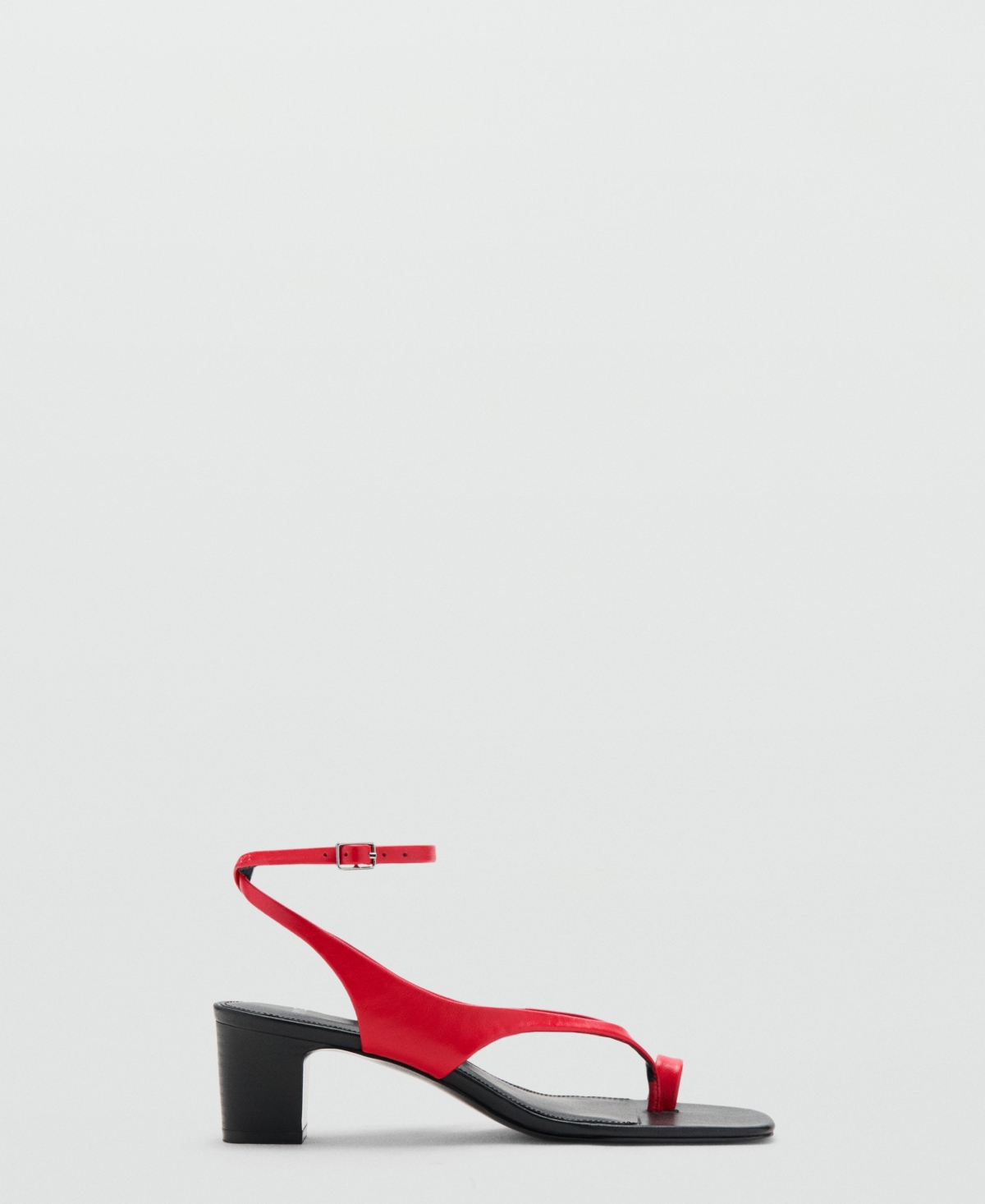 Mango Women's Straps Heeled Leather Sandals In Red