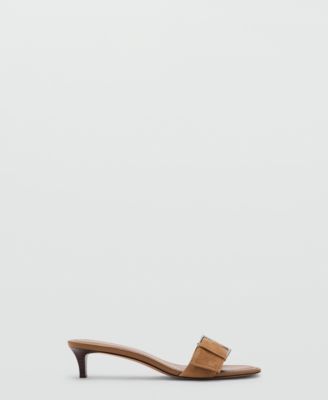 Women's Buckle Leather Heeled Sandals