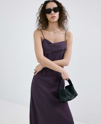mango midi dress Midi-dress with knot detail - Women cross straps Mango Yellow Midi Dress 