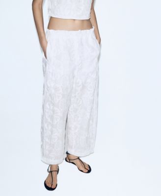 Women's Floral Embroidered Cotton Pants