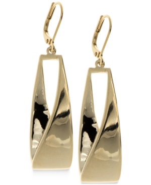 image of Anne Klein Twisted Metallic Drop Hoop Earrings