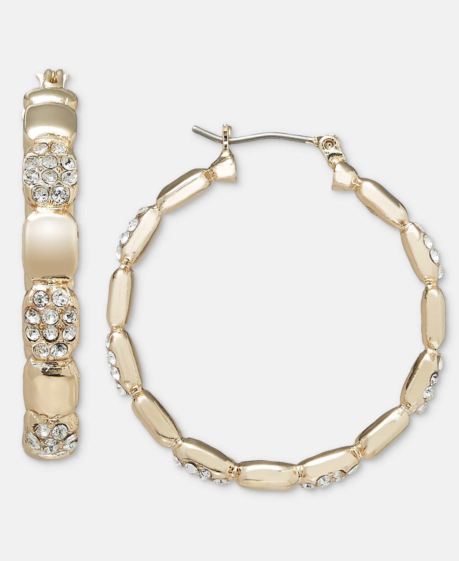 Medium Pav&eacute; Hoop Earrings, 1.11"