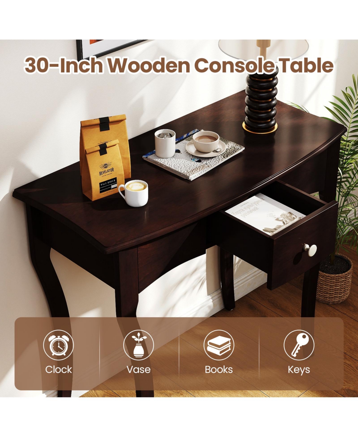 Slickblue Entryway Console Table with Drawer and Wooden Frame