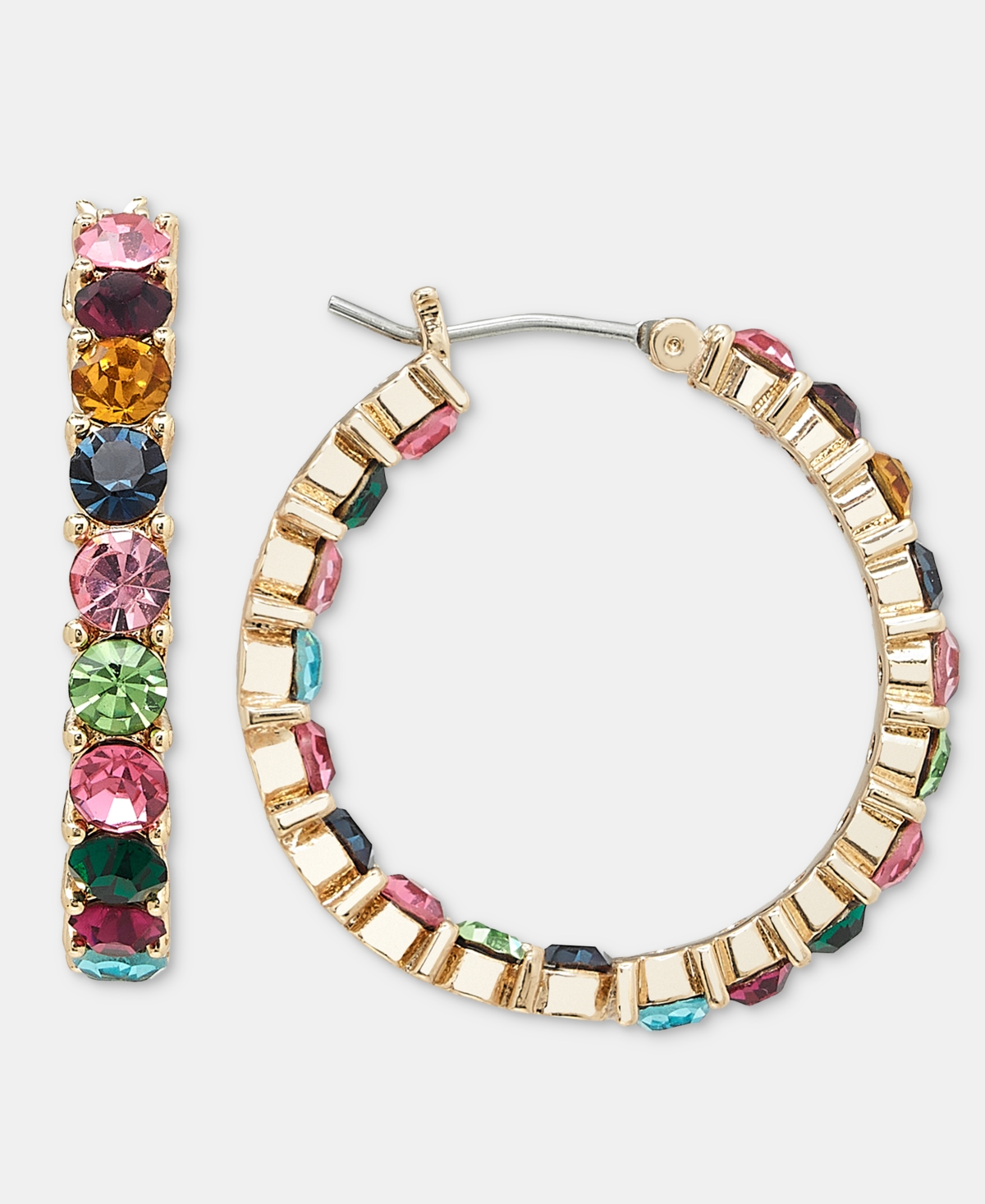 On 34th Medium Multicolor Crystal Hoop Earrings, 1.18", Macy's Exclusive
