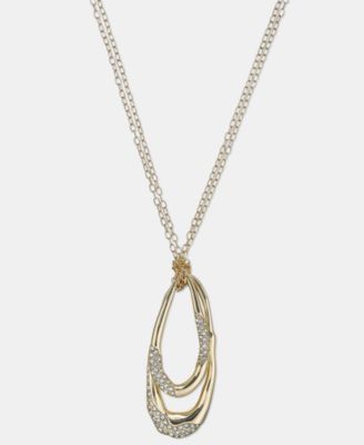 Glass Crystal Long Double Drop Pendant Necklace