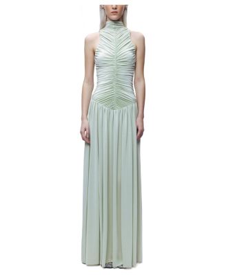 Women's Ruched High-Neck Maxi Dress