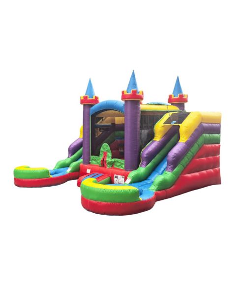 Детские игрушки POP JUMP Rainbow Castle Bounce House with Dual Slides and Pool, 17"W x 16"D x 12"H, Ages 3+, цвет: Разноцветный
