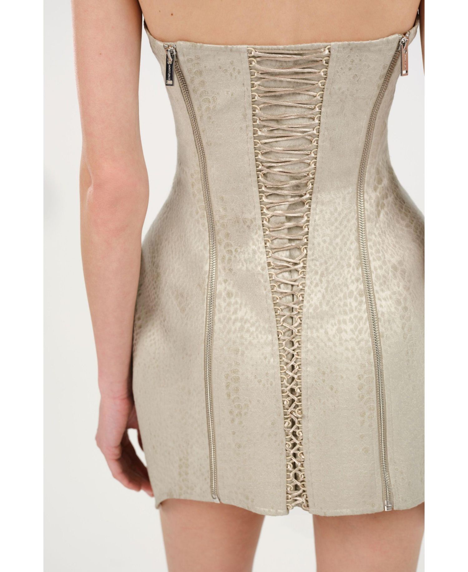 Women's Snake-Print Boned Mini Corset Dress