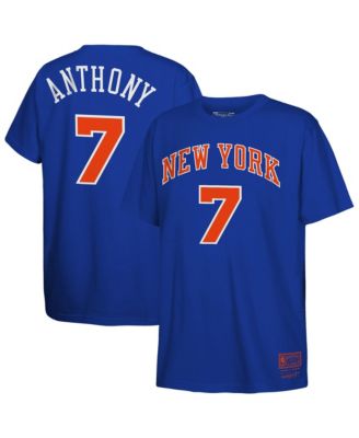 Mitchell Ness Big Boys and Girls Carmelo Anthony Blue New York Knicks Hardwood Classics Name & Number T-Shirt