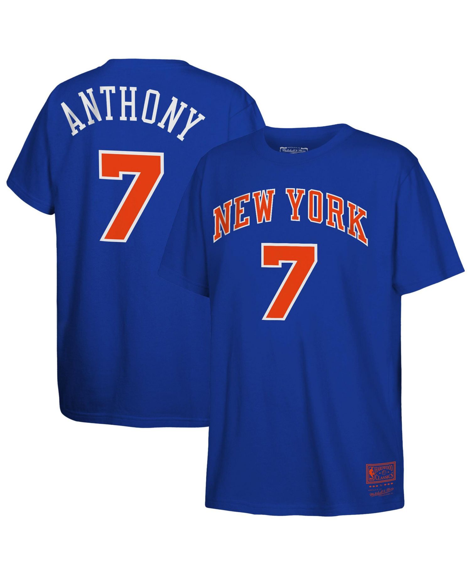Mitchell Ness Big Boys and Girls Carmelo Anthony Blue New York Knicks Hardwood Classics Name & Number T-Shirt