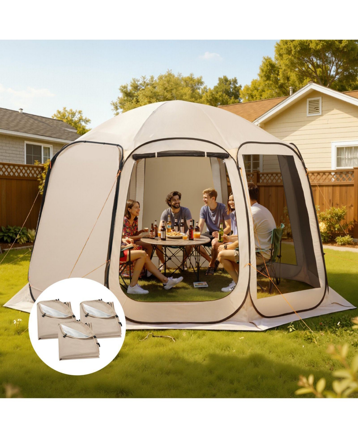Cozito SunShade Sail Canopy Covers, 3 Pack for 12 x 11 feet Screen House