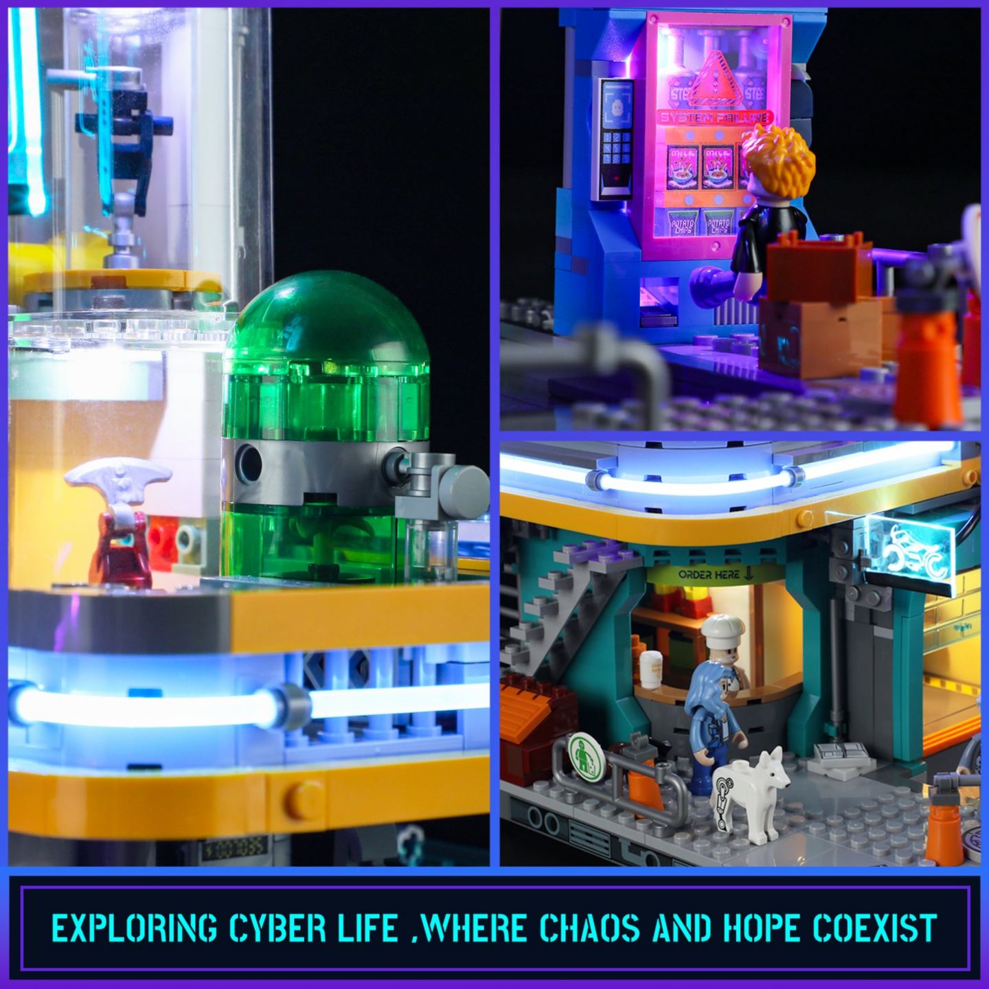 Детский конструктор Lumibricks Cyberpunk Light-Up Two-Story Oasis Apartments 2524-Piece Building Set, Ages 18+ — фото 7