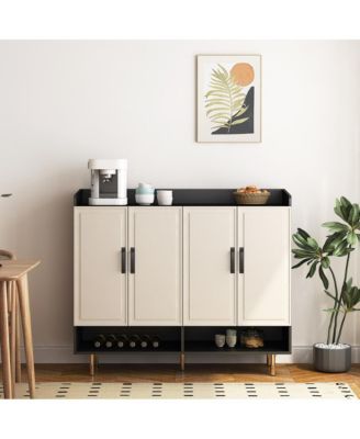 Shoe Cabinet with 4 Doors Large Modern Shoe Storage Organizer Cabinet with Adjustable Shelves for Entryway Slim Shoe Rack Cabinet
