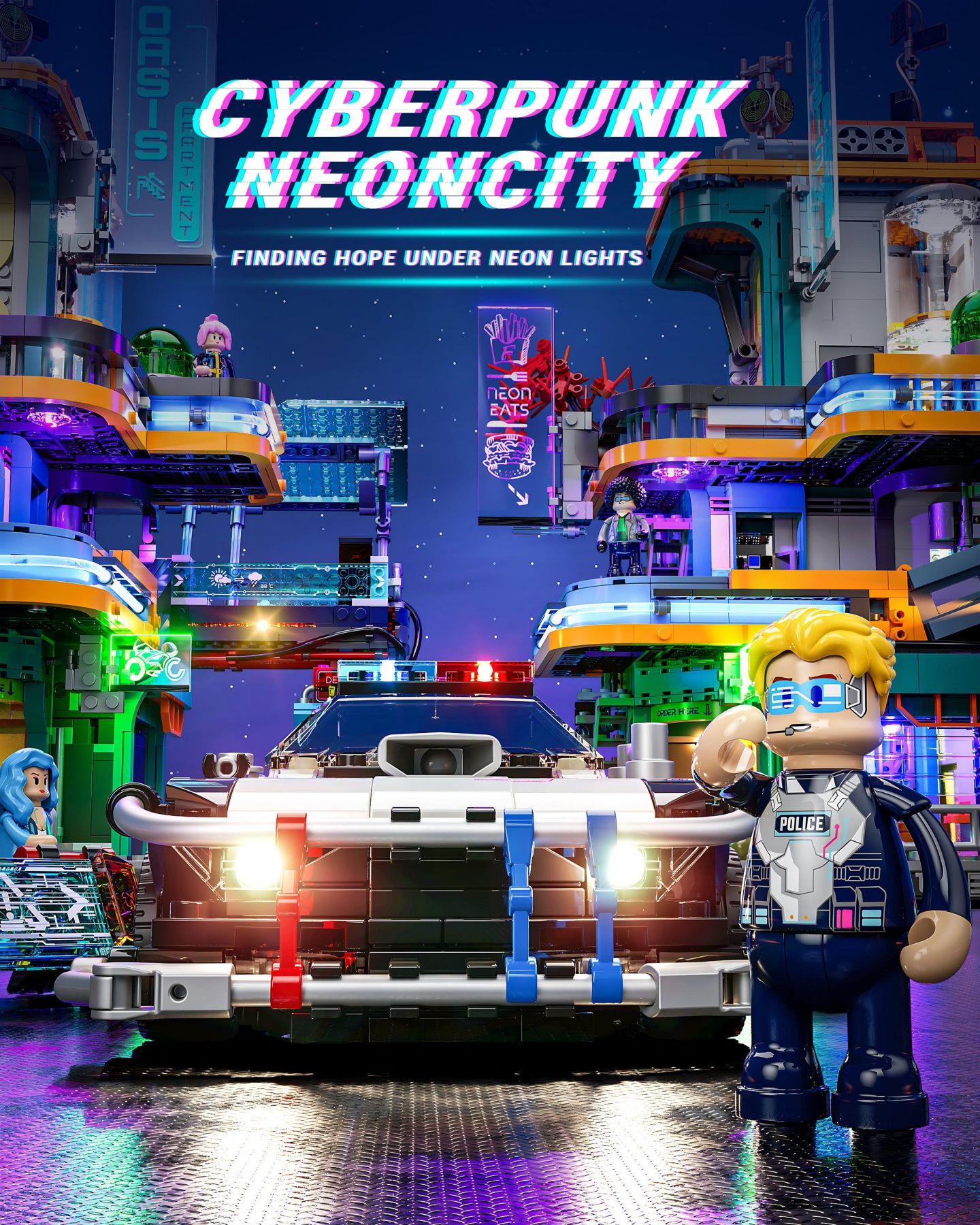 Детский конструктор Lumibricks Cyberpunk Police Patrol Car 372-Piece Lighted Building Set, Ages 8-10 — фото 4