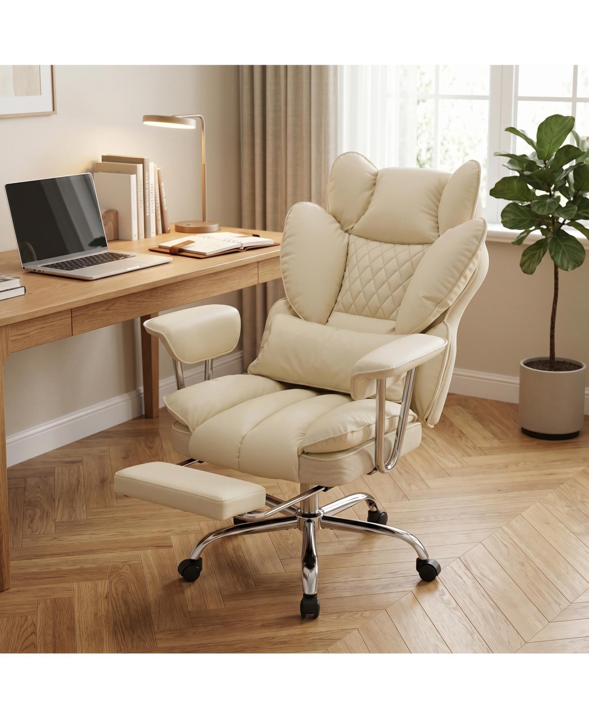 gaomon Ergonomic Desk Chair with Foot Rest and Ergonomic Pocket Spring Lumbar Support,150degree(s)Reclining Adjustable Armrests, Office Chair
