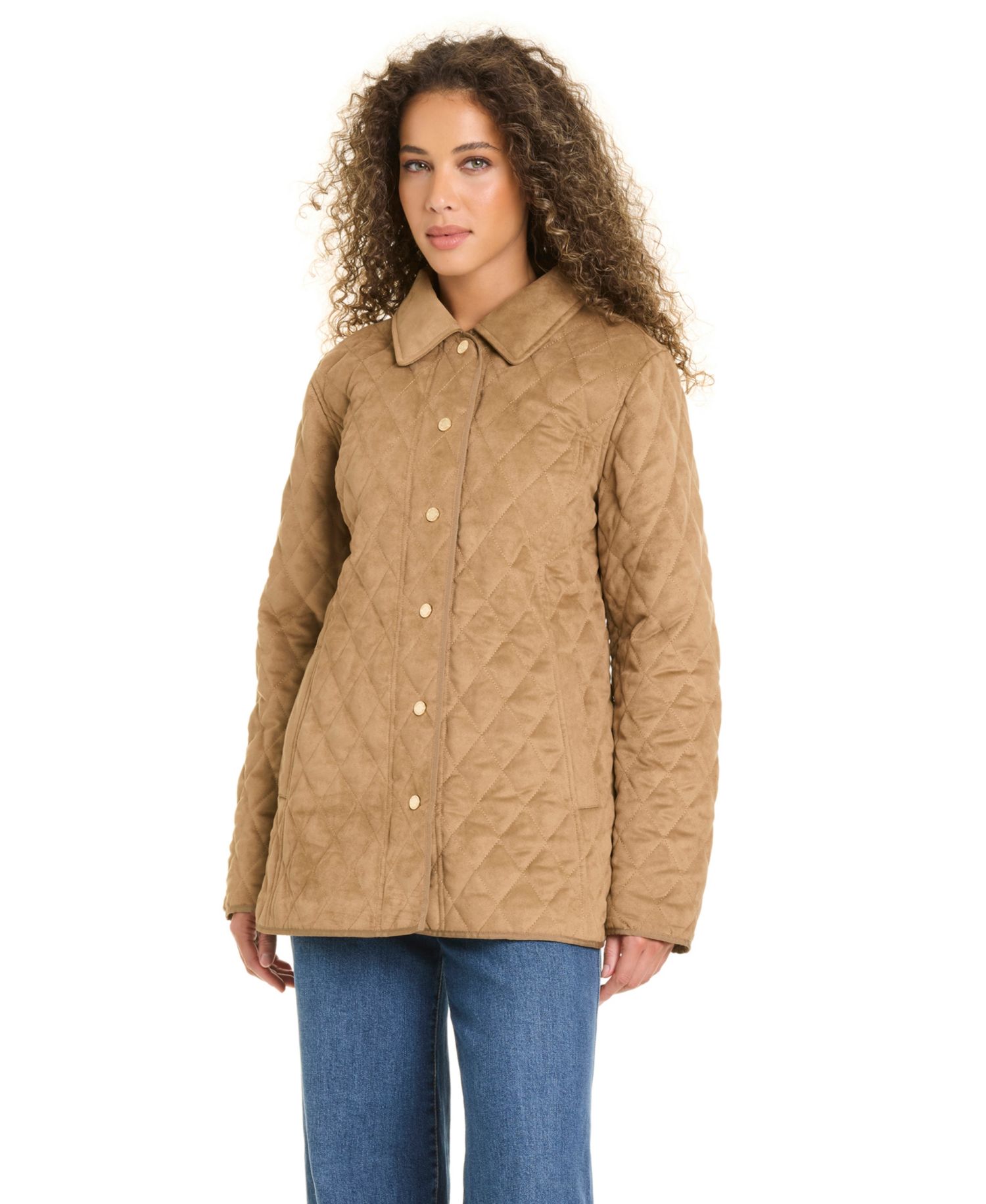 Women's Faux Sude Quilted Coat