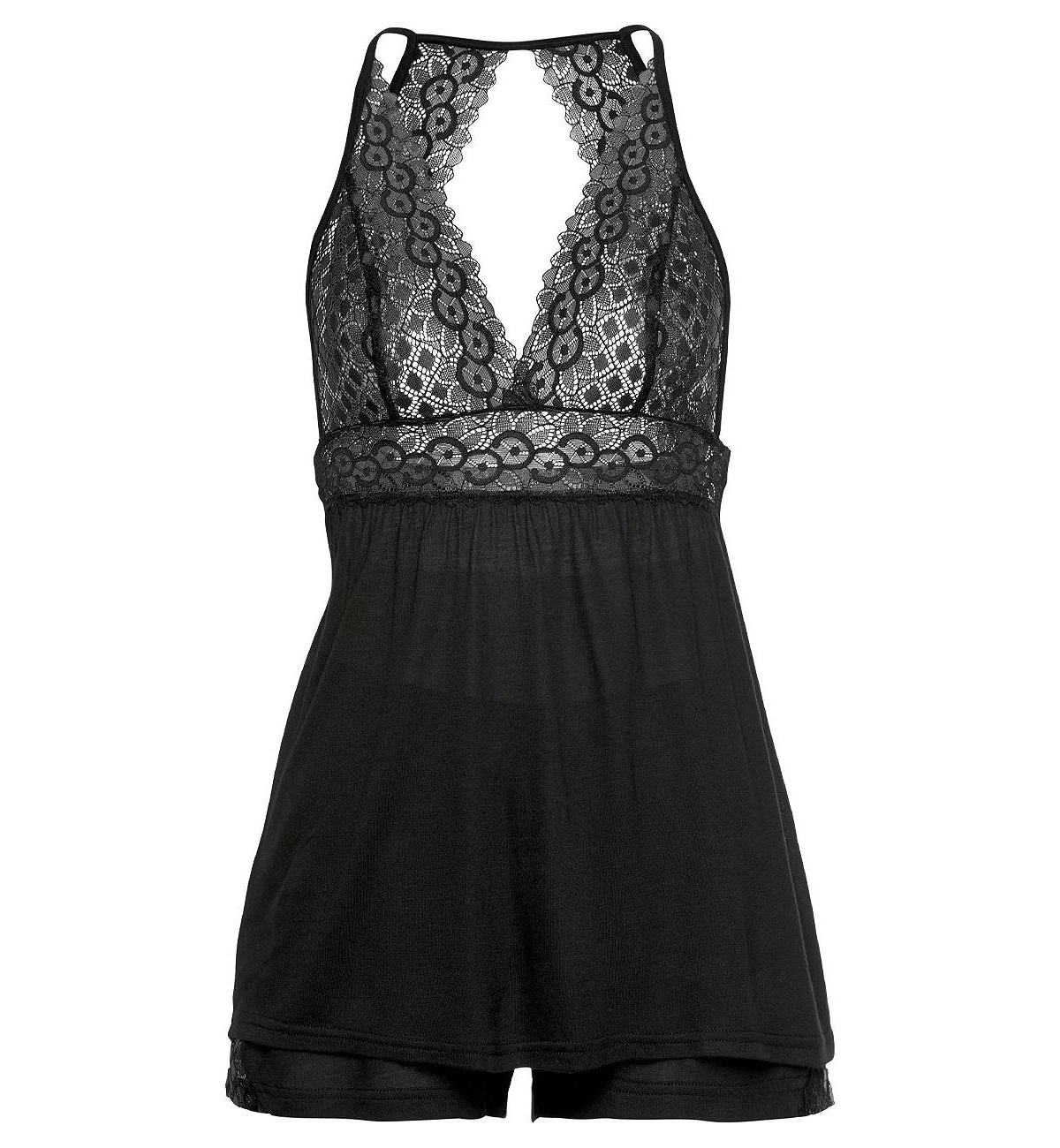 Lascana Women's Lace V-Neck Short Pajama Set