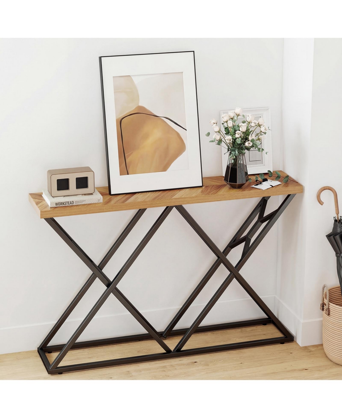 Slickblue Entryway Console Table with Sturdy Metal Frame