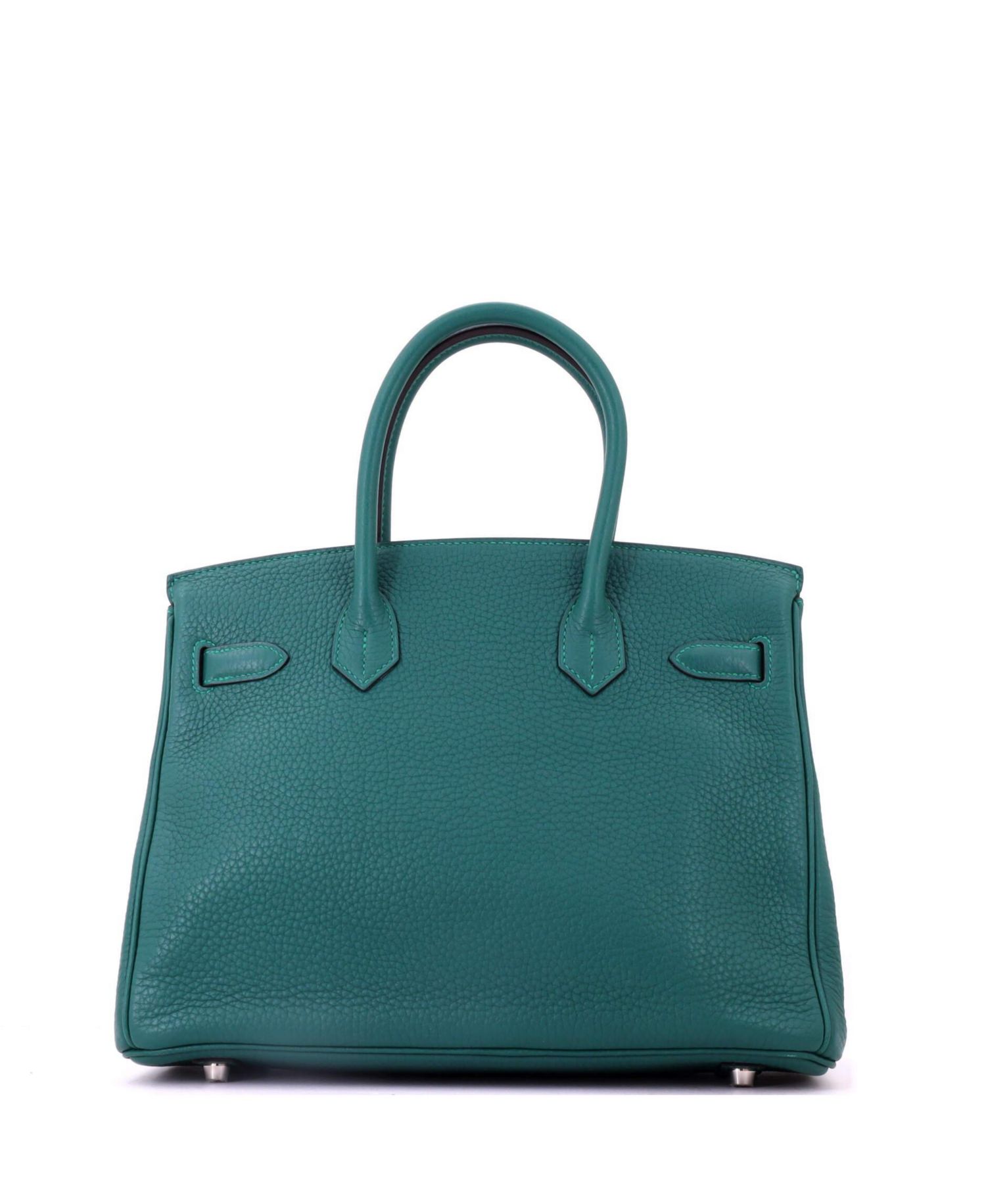 Birkin 30 Handbag Green Clemence with Palladium Hardware