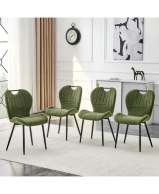 Modern Dining Chairs Set of 4, PU Dining Chairs, with Integrated Handle, Metal Frame, for Multiple Scenarios