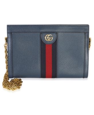 Navy Calfskin GG Ophidia Small Web Chain Bag