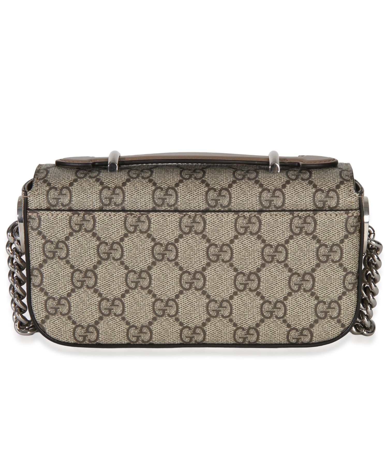 Beige Ebony GG Supreme Senna Petite GG Top Handle Chain Shoulder Bag