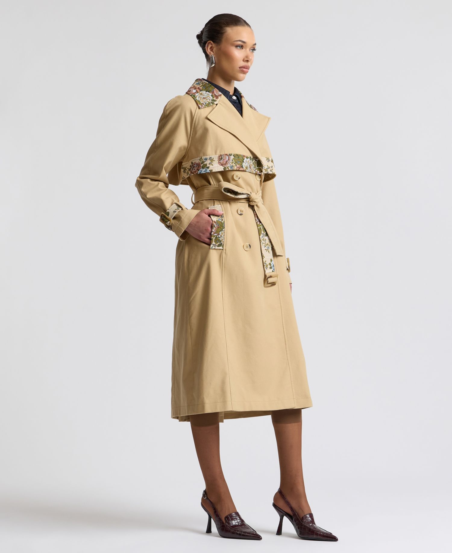 Women's Combo Belted Trench Coat