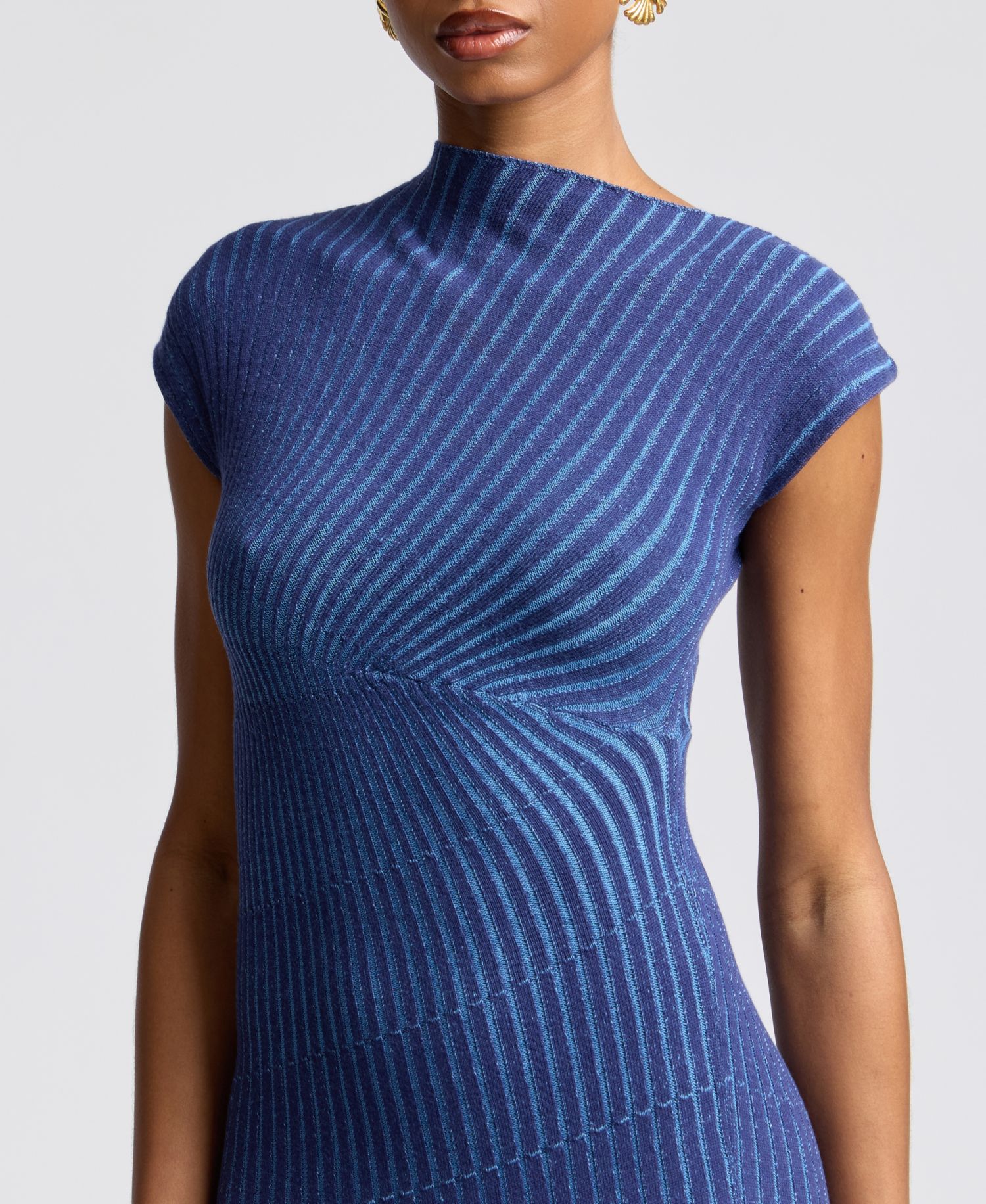 Women's Ribbed Sweater Asymmetric Midi Dress
