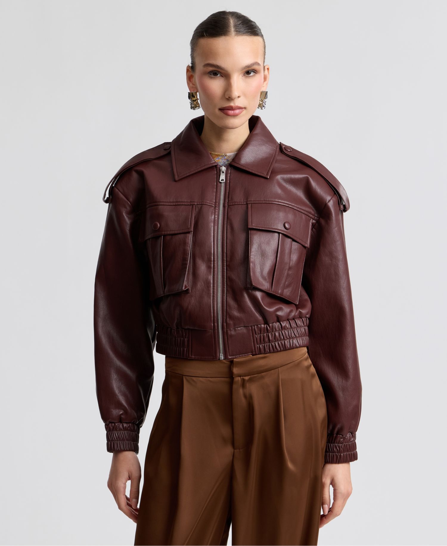 Women's Oversized Faux Leather Jacket