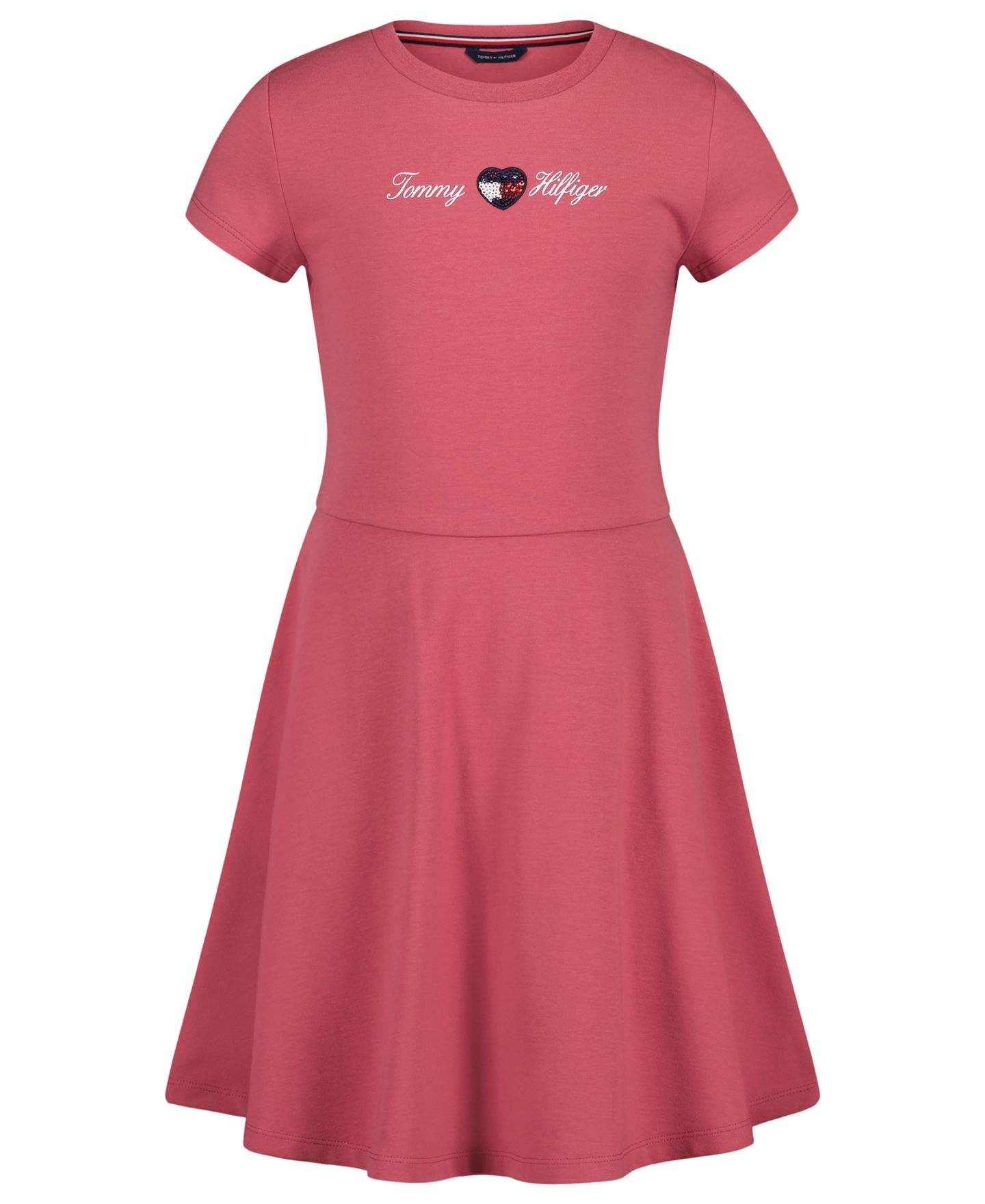 Платье Tommy Hilfiger Short-Sleeve Dress для девочек, цвет: Ягодный — фото 1