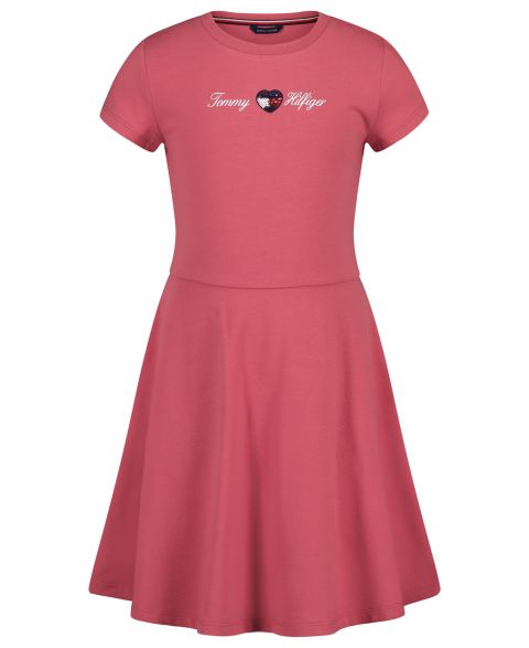 Платье Tommy Hilfiger Short-Sleeve Dress для девочек, цвет: Ягодный