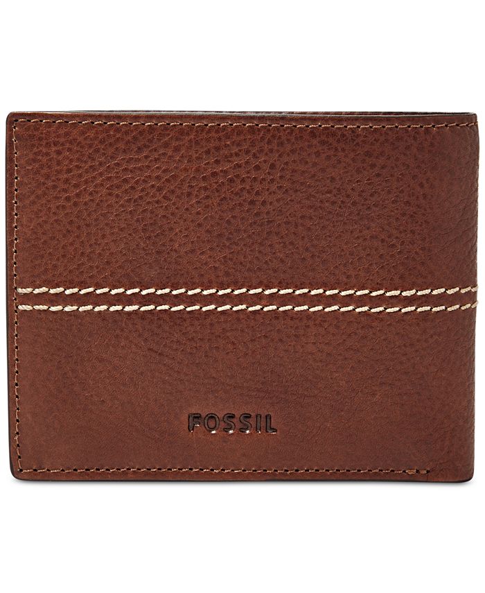 Fossil Men's Turk Leather L-Zip RFID Bifold Wallet - Macy's