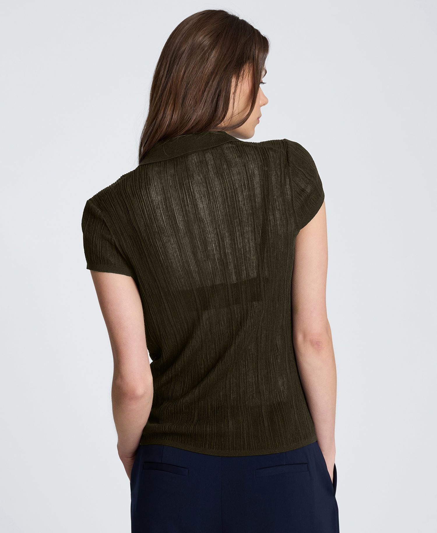Women's Short-Sleeve Polo Sweater Top