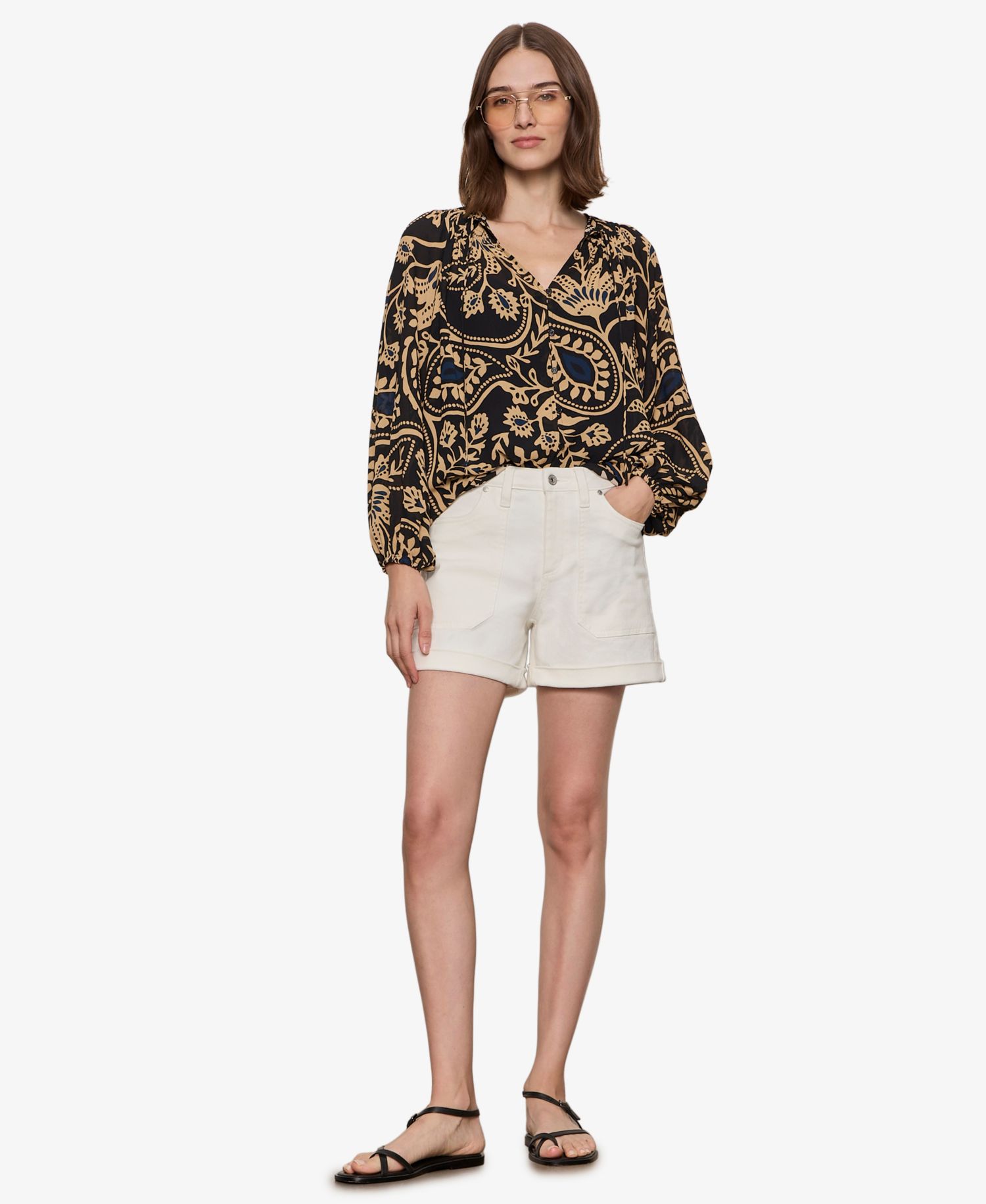 Women's Printed Split Neck Blouse