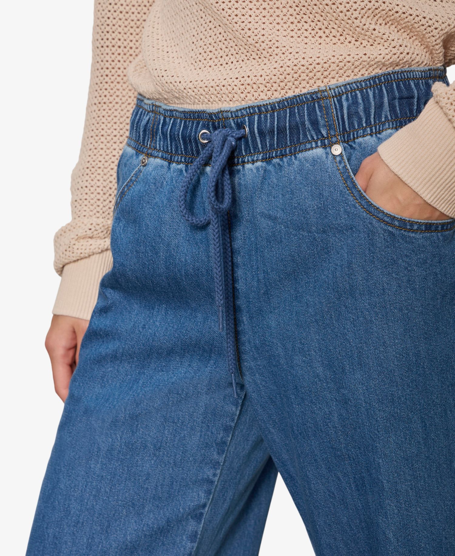 Women's Linen-Blend Wide-Leg Jeans