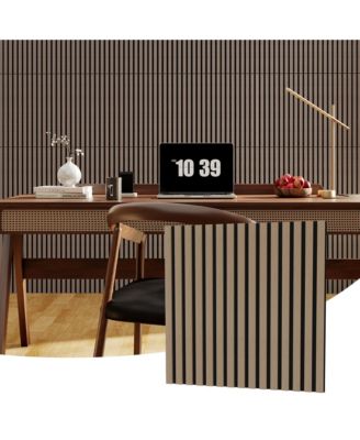 6 Piece 3D Fluted Wood Slat Acoustic Soundproof Wall Panels for Noise Reduction