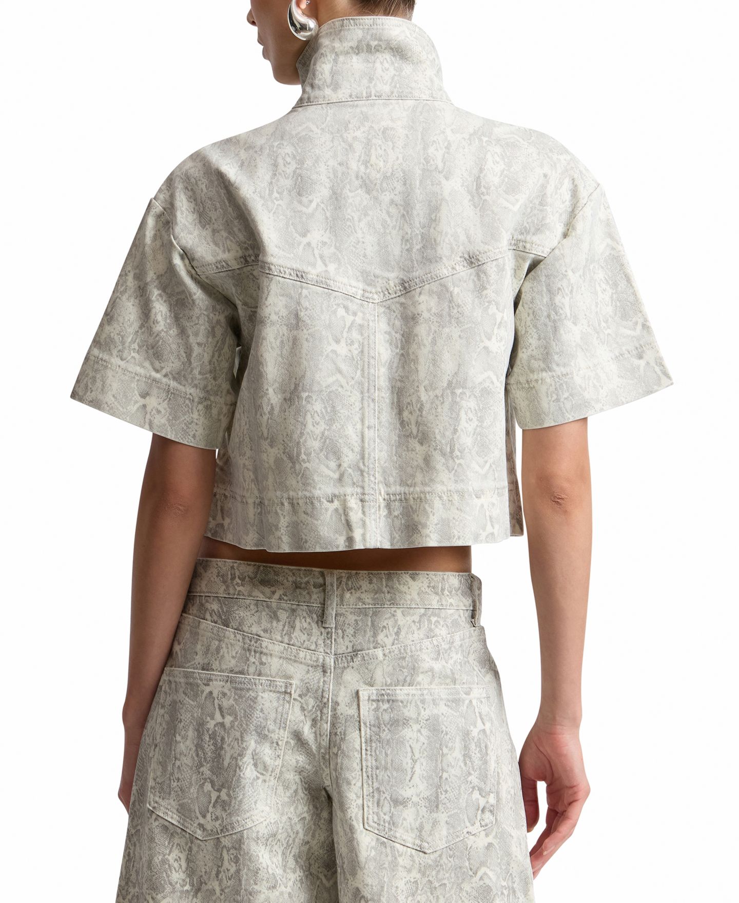Женская куртка Avec Les Filles Snake Print Denim Jacket, цвет: Жёлтый кремовый — фото 5