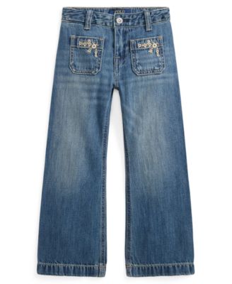Girls' 2T-6X Embroidered Flared Cotton Denim Jeans