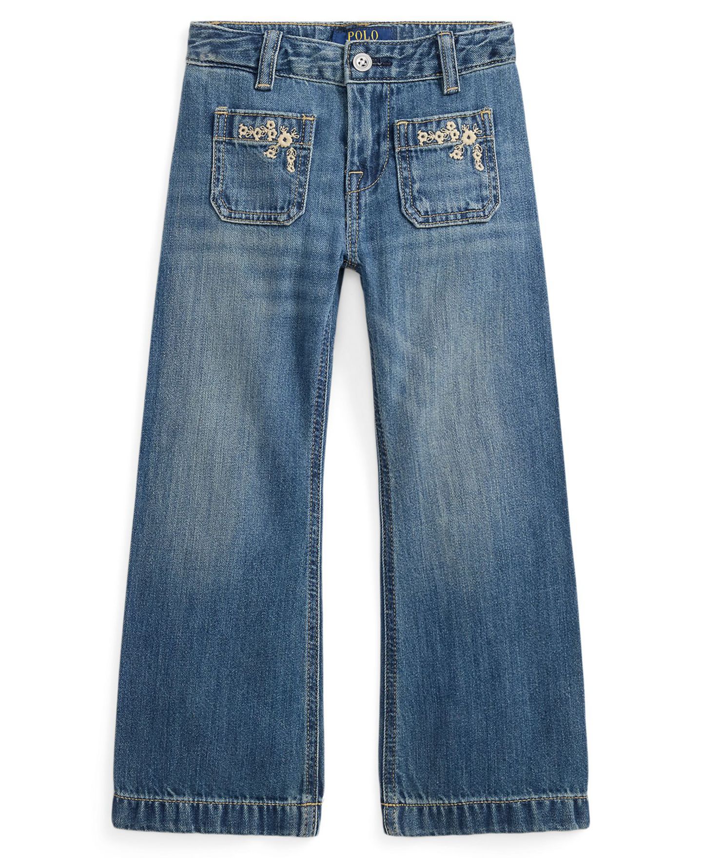 Джинсы Polo Ralph Lauren Embroidered Flared Cotton Denim Jeans для девочек, цвет: Варёный — фото 4