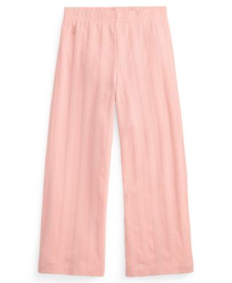Girls' 2T-6X Pointelle-Knit Wide-Leg Cotton Pants